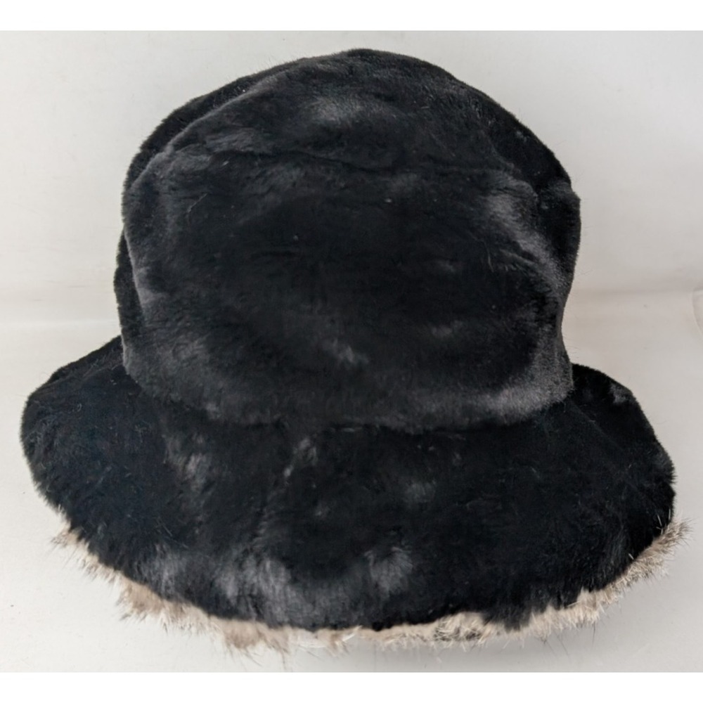 Vintage Y2K Preston & York Women's Faux Fur Bucket Hatβ Black Winter One Size